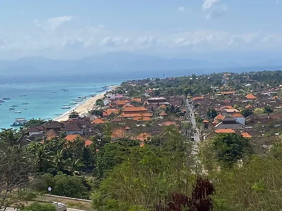 View from Panorama Point over Jungutbatu village and the coast